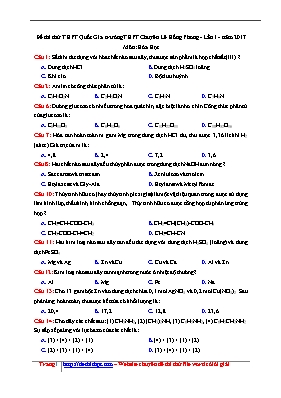 Đề thi thử THPT Quốc gia lần I môn Hóa học năm 2017 - Trường THPT chuyên Lê Hồng Phong